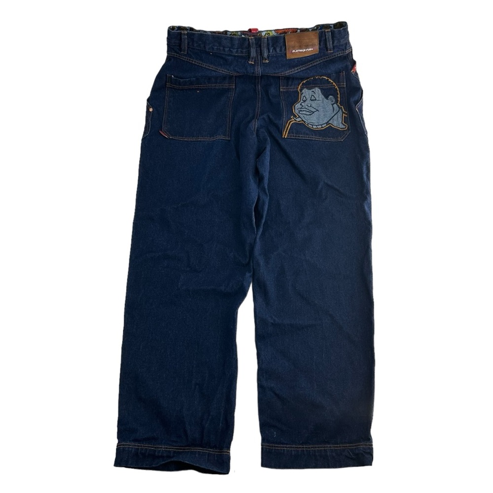 Platinum Fubu Fat Albert Jeans Men’s 36x34 Blue Y2K 2000s Baggy Embroidered‎ 90s